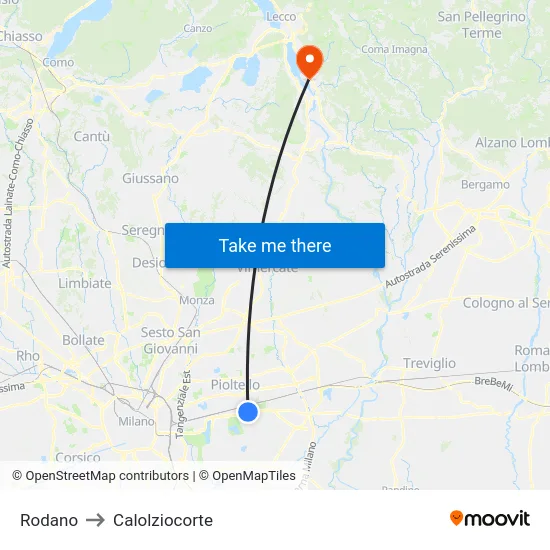 Rodano to Calolziocorte map