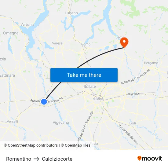Romentino to Calolziocorte map