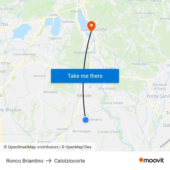 Ronco Briantino to Calolziocorte map