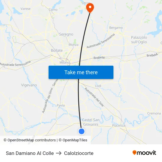 San Damiano Al Colle to Calolziocorte map