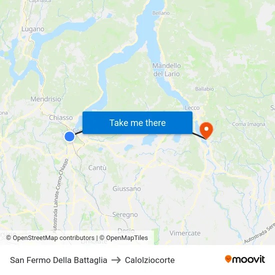 San Fermo Della Battaglia to Calolziocorte map