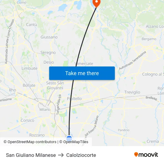 San Giuliano Milanese to Calolziocorte map