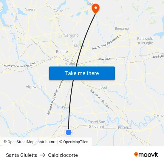 Santa Giuletta to Calolziocorte map