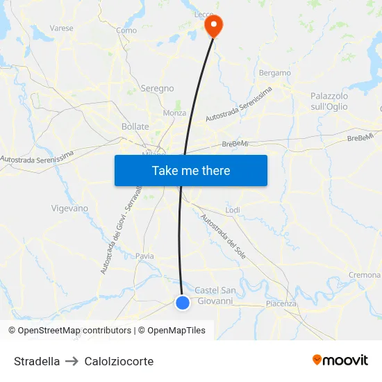 Stradella to Calolziocorte map