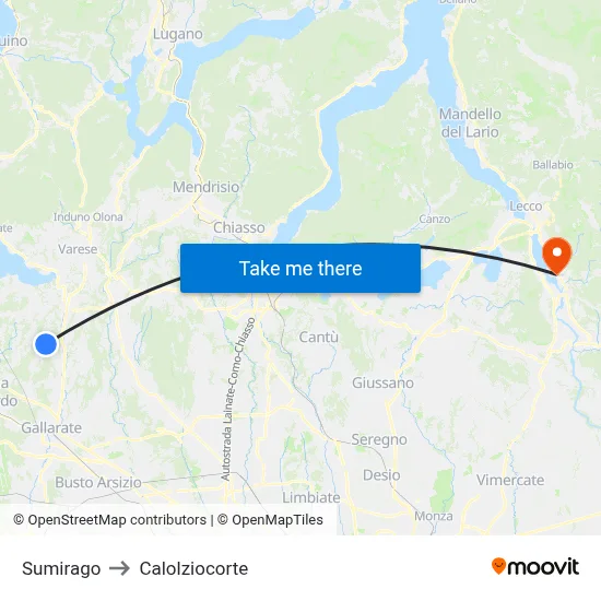 Sumirago to Calolziocorte map