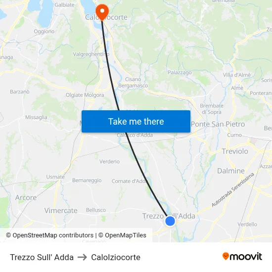 Trezzo Sull' Adda to Calolziocorte map