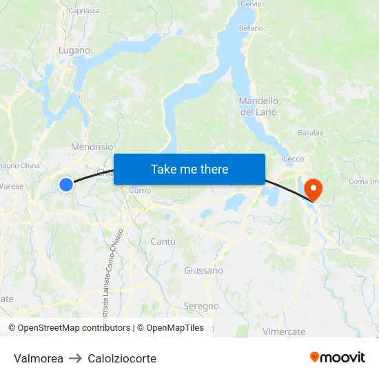 Valmorea to Calolziocorte map