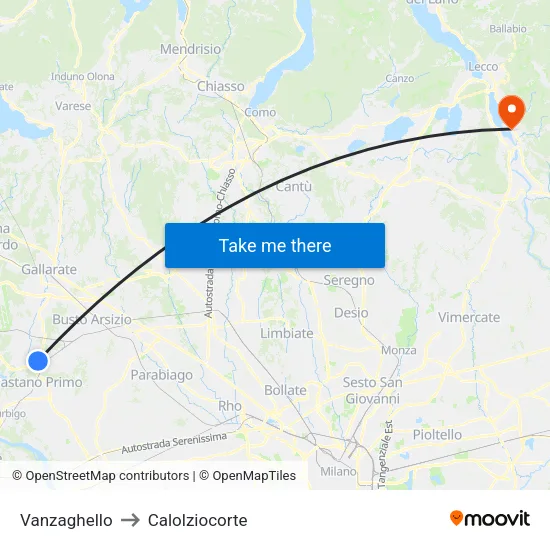 Vanzaghello to Calolziocorte map