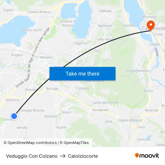 Veduggio con Colzano to Calolziocorte map