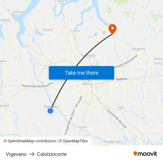 Vigevano to Calolziocorte map