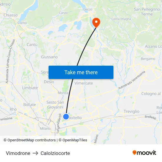 Vimodrone to Calolziocorte map