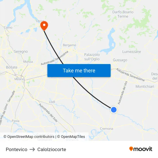 Pontevico to Calolziocorte map
