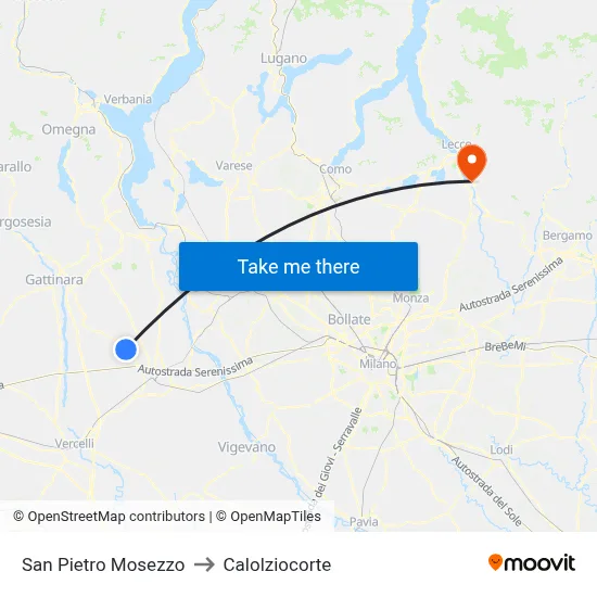 San Pietro Mosezzo to Calolziocorte map