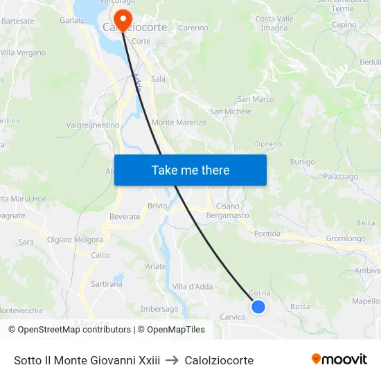 Sotto Il Monte Giovanni Xxiii to Calolziocorte map