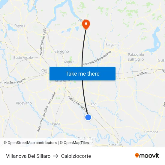 Villanova Del Sillaro to Calolziocorte map