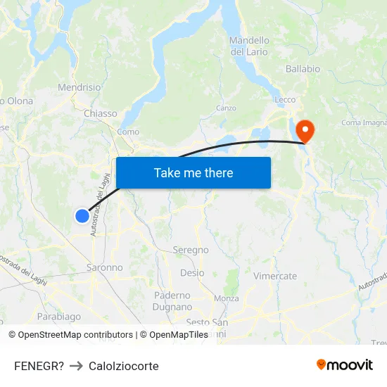 Fenegro to Calolziocorte map