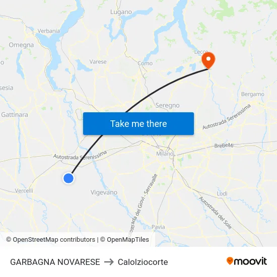 Garbagna Novarese to Calolziocorte map