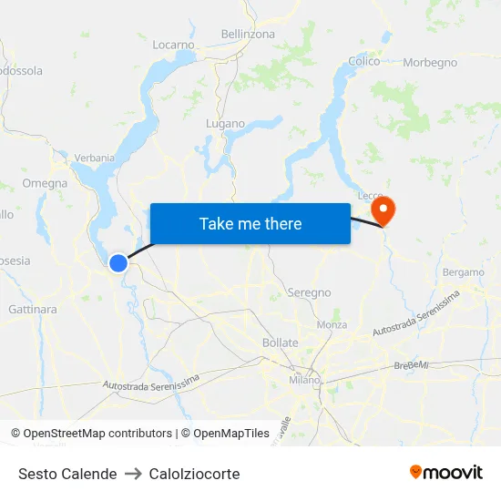 Sesto Calende to Calolziocorte map