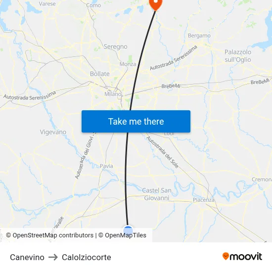 Canevino to Calolziocorte map