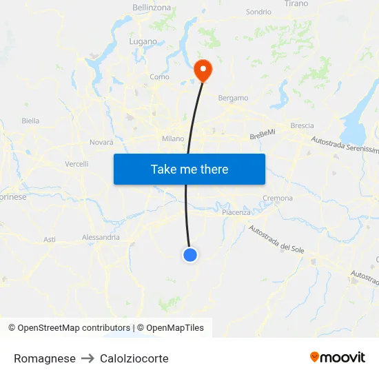 Romagnese to Calolziocorte map