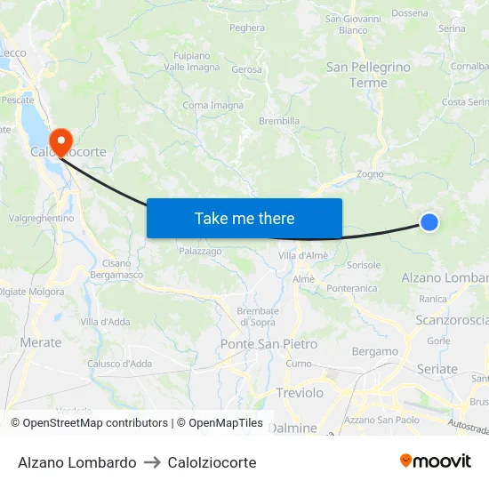 Alzano Lombardo to Calolziocorte map