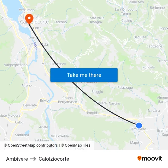 Ambivere to Calolziocorte map
