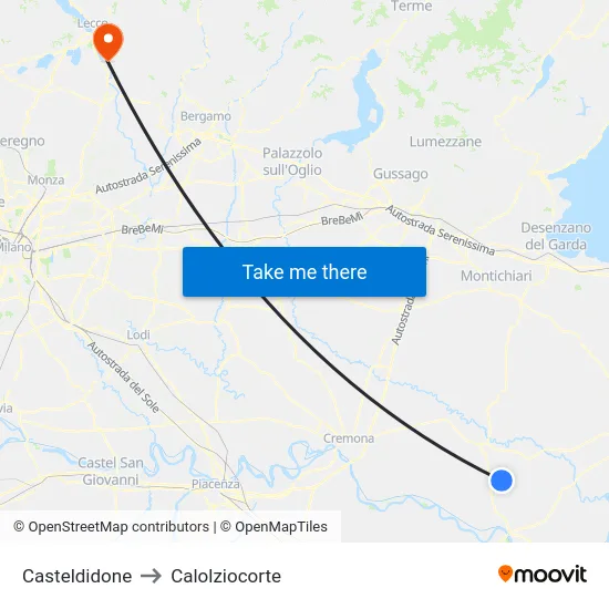 Casteldidone to Calolziocorte map