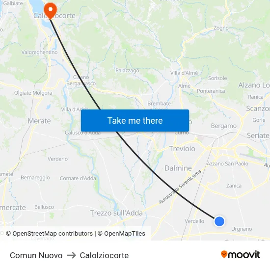 Comun Nuovo to Calolziocorte map