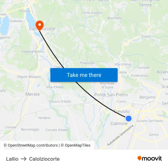 Lallio to Calolziocorte map