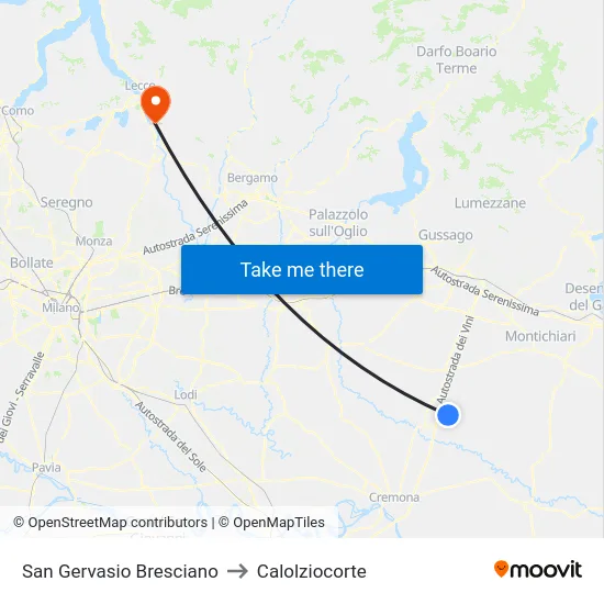 San Gervasio Bresciano to Calolziocorte map