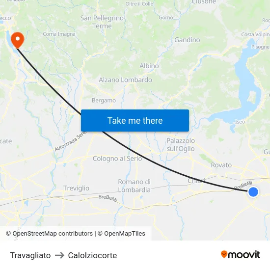 Travagliato to Calolziocorte map