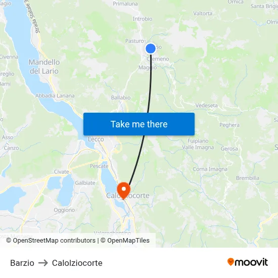 Barzio to Calolziocorte map