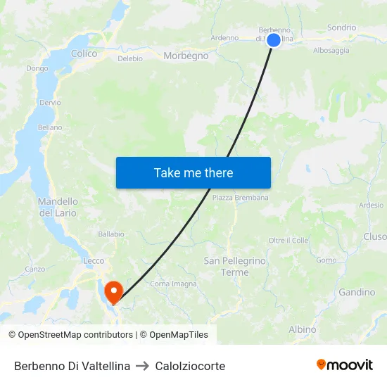 Berbenno Di Valtellina to Calolziocorte map
