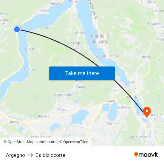 Argegno to Calolziocorte map