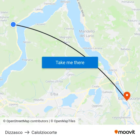 Dizzasco to Calolziocorte map