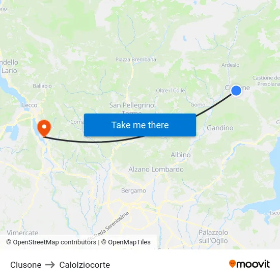 Clusone to Calolziocorte map