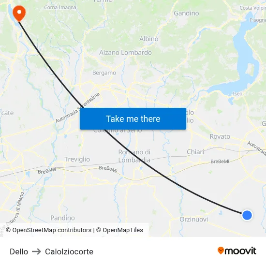 Dello to Calolziocorte map