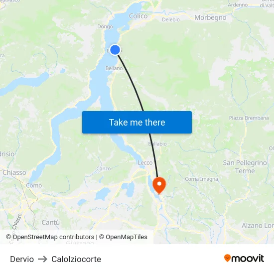 Dervio to Calolziocorte map