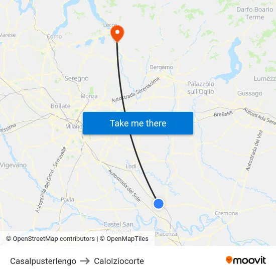 Casalpusterlengo to Calolziocorte map