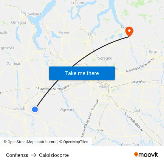 Confienza to Calolziocorte map