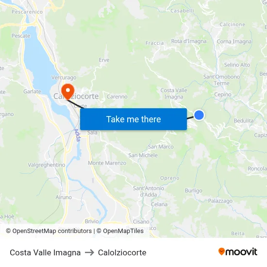 Costa Valle Imagna to Calolziocorte map