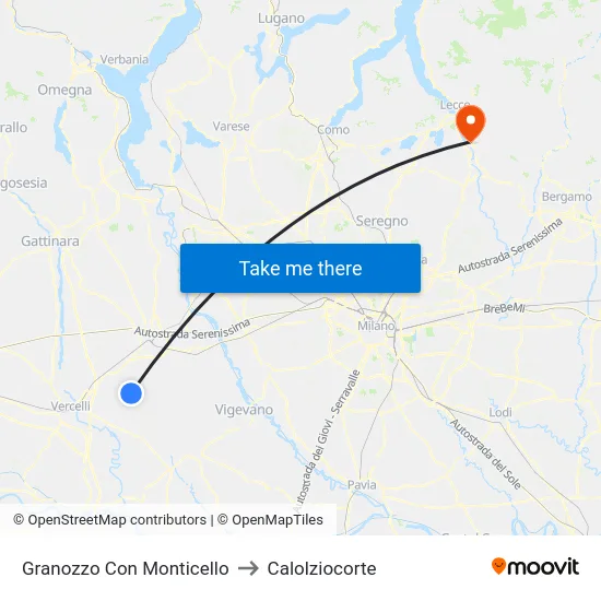 Granozzo Con Monticello to Calolziocorte map