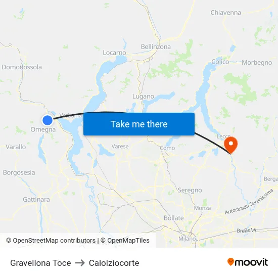 Gravellona Toce to Calolziocorte map