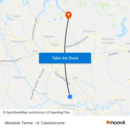 Miradolo Terme to Calolziocorte map
