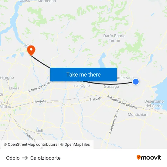 Odolo to Calolziocorte map