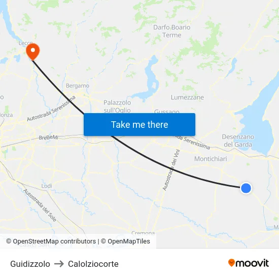 Guidizzolo to Calolziocorte map