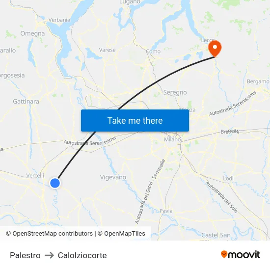 Palestro to Calolziocorte map