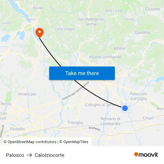 Palosco to Calolziocorte map