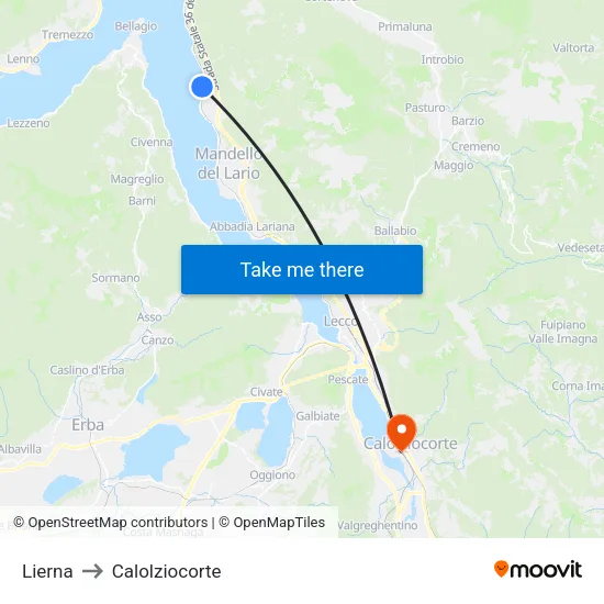 Lierna to Calolziocorte map