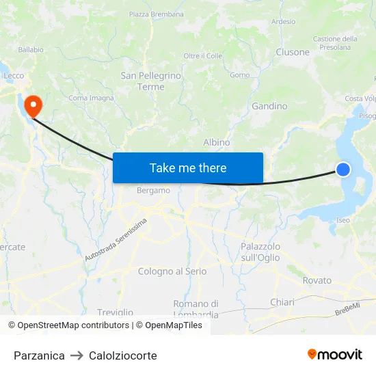 Parzanica to Calolziocorte map